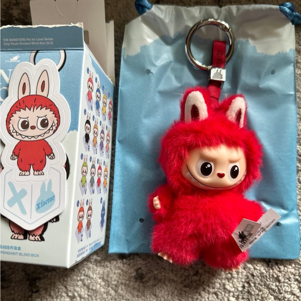 POP MART Labubu Pin for Love Plush Pendant – Opened “X” – 100% Authentic